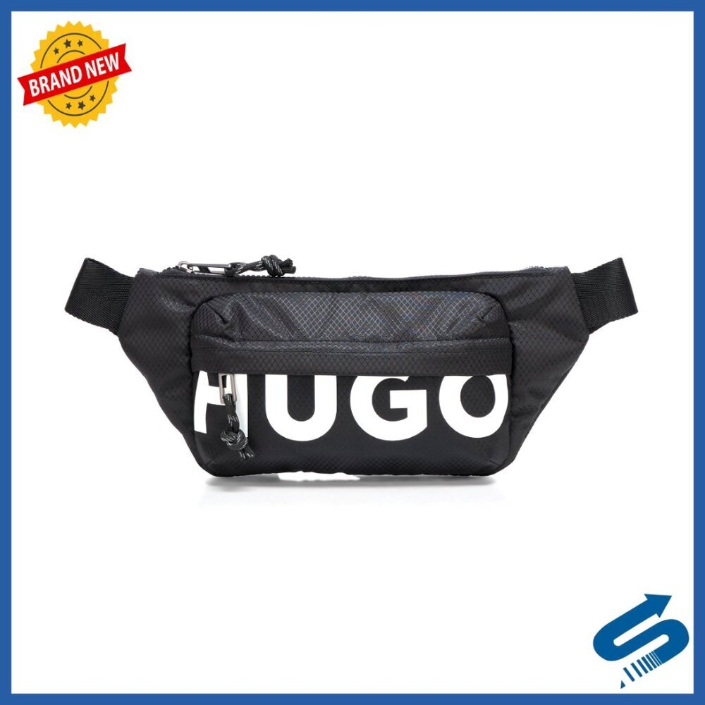 Small Crossbody Belt Bag with Logo, Zipper Closure, 2 Pockets